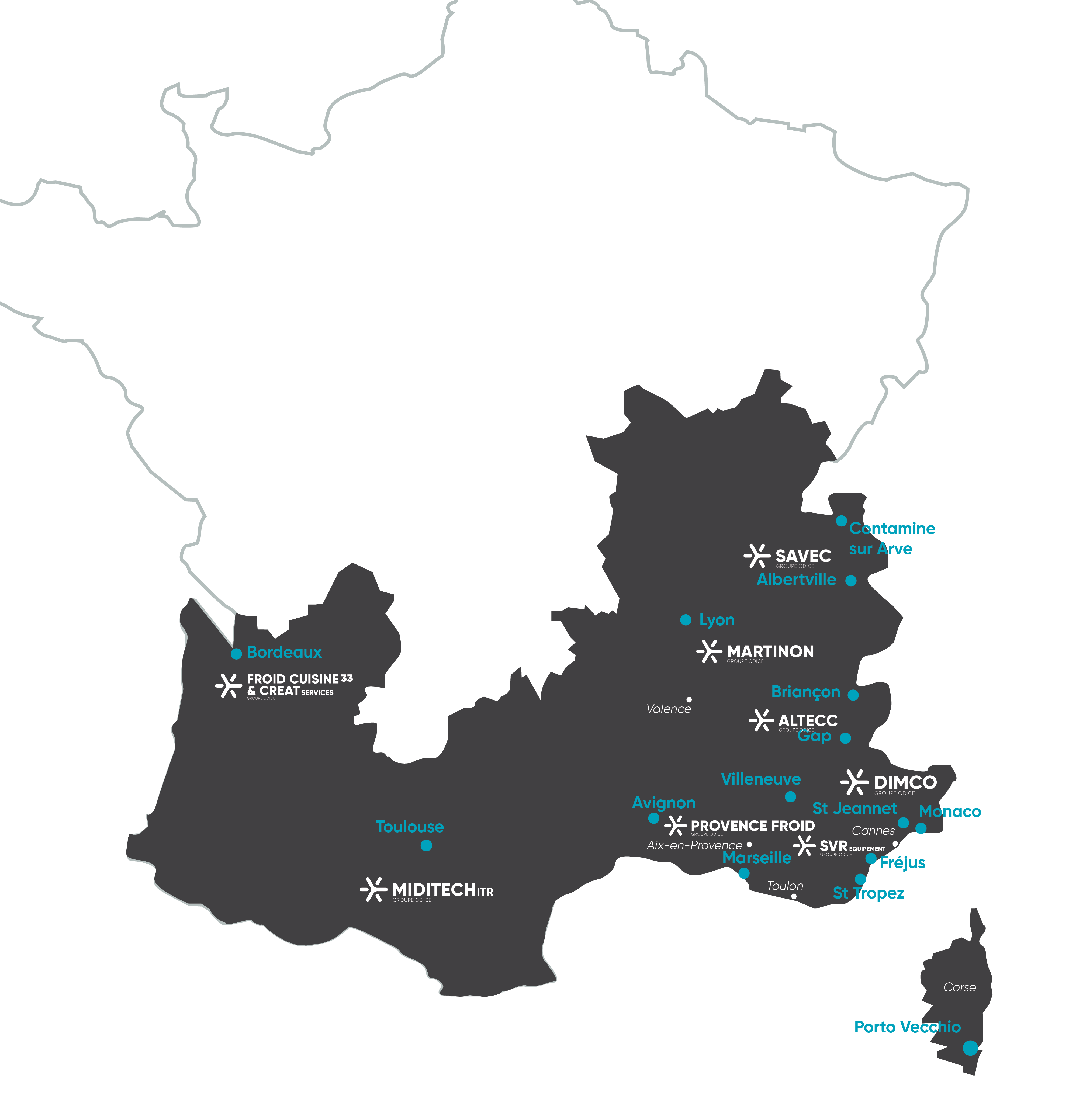Carte des agences Odice
